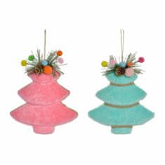 NEW Závesná ozdoba DKD Home Decor Vianoce Zelena Roza Poliester (2 pcs) (16 x 4 x 18 cm)