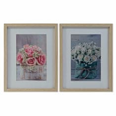 DKD Home Decor Slikarstvo DKD Home Decor Rože (2 enoti) (35 x 2 x 45 cm)