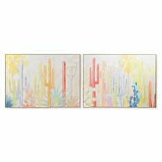 DKD Home Decor Slikarstvo DKD Home Decor Cactus Boho 140 x 4 x 100 cm (2 enoti)