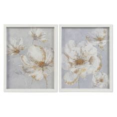 DKD Home Decor Slikarstvo DKD Home Decor Flowers Traditional (40 x 3,3 x 50 cm) (2 enoti)