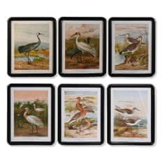 DKD Home Decor Slikarstvo DKD Home Decor Crystal MDF Wood Birds (40 x 50 x 1,8 cm) (6 enot)