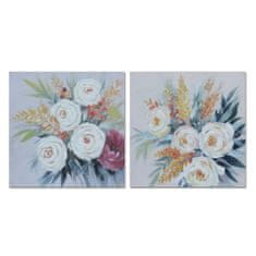 DKD Home Decor Slikarstvo DKD Home Decor Flowers (80 x 2,8 x 80 cm) (2 enoti)