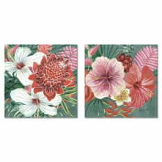 DKD Home Decor Slikarstvo DKD Home Decor Flowers Tropical (2 enoti) (60 x 2 x 60 cm)