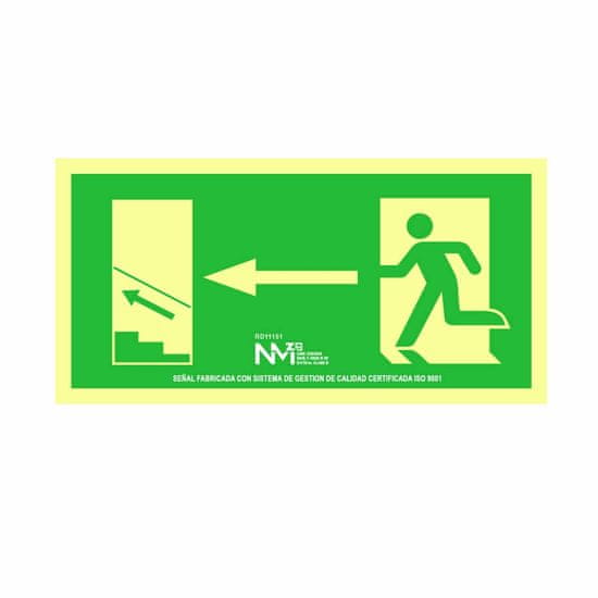 BigBuy Znak Normaluz Evacuación escalera arriba izquierda PVC (32 x 16 cm)