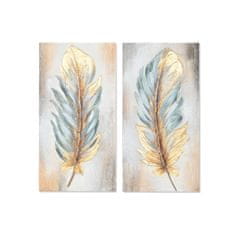 DKD Home Decor Slikarstvo DKD Home Decor Feathers Traditional (30 x 2,5 x 60 cm) (2 enoti)