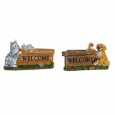 DKD Home Decor Solarna svetilka DKD Home Decor Welcome Grey Brown Green Resin (32 x 9 x 18 cm) (2 enoti)