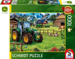 SCHMIDT Puzzle Alpski pašnik s traktorjem: John Deere 6120M 1000 kosov
