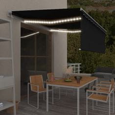 Vidaxl Avtomatska tenda s senčilom LED + senzor 4x3 m antracitna