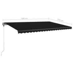 Vidaxl Prostostoječa ročno zložljiva tenda 500x350 cm antracitna