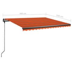 Vidaxl Ročno zložljiva tenda z LED diodami 400x350 cm oranžna in rjava