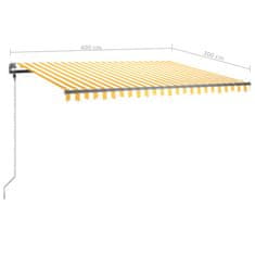 Vidaxl Prostostoječa ročno zložljiva tenda 400x300 cm rumena/bela