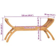 Vidaxl Vrtna klop 126 cm trdna tikovina