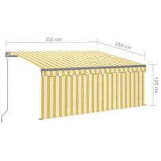 Vidaxl Ročno zložljiva tenda s senčilom LED 3,5x2,5 m rumena in bela