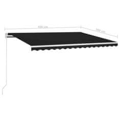 Vidaxl Ročno zložljiva tenda z LED lučmi 400x300 cm antracitna