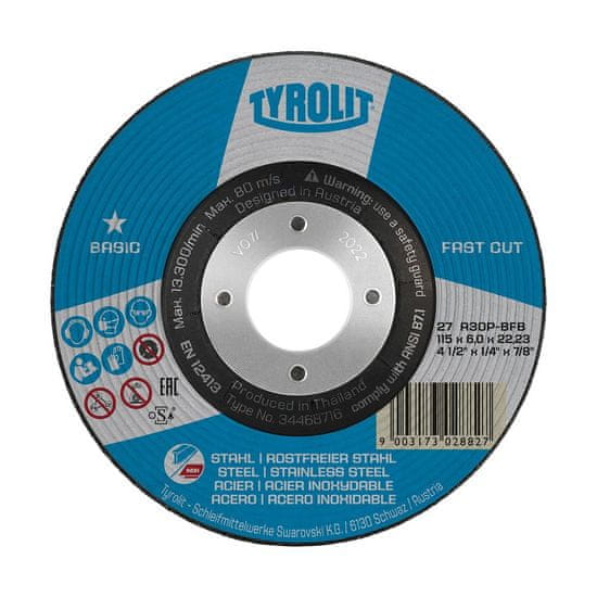 Tyrolit Rezalni disk Tyrolit Ø125 x 6 x 22,23 mm