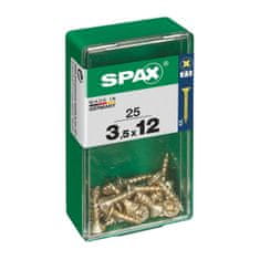 BigBuy Škatla z vijaki SPAX Yellox za les z ravno glavo 25 kosov (3,5 x 12 mm)