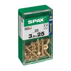 BigBuy Škatla z vijaki SPAX Yellox za les z ravno glavo 25 kosov (3,5 x 25 mm)