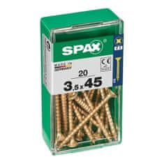 BigBuy Škatla z vijaki SPAX Yellox za les z ravno glavo 20 kosov (3,5 x 45 mm)