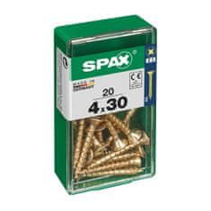 BigBuy Škatla z vijaki SPAX Yellox za les z ravno glavo 20 kosov (4 x 30 mm)