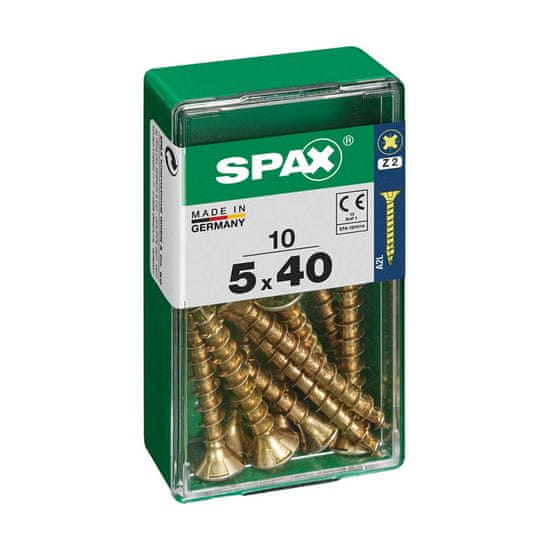 BigBuy Škatla z vijaki SPAX Yellox za les z ravno glavo 10 kosov (5 x 40 mm)