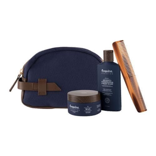 Farouk Systems	 Esquire Grooming The 3-In-1 Set gel za prhanje 3v1 89 ml + vosek za lase The Wax 85 g + glavnik Classic Travel Dual Comb 1 ks + kozmetična torbica za moške