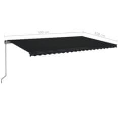 Vidaxl Ročno zložljiva tenda 500x350 cm antracitna