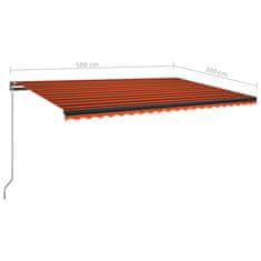 Vidaxl Prostostoječa avtomatska tenda 500x300 cm oranžna/rjava