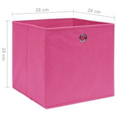 Vidaxl Škatle 4 kosi netkano blago 28x28x28 cm roza