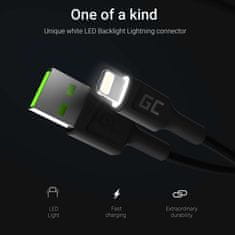 Green Cell Green Cell Ray - Kabel USB - Lightning 120 cm z belo LED osvetlitvijo, Apple hitro polnjenje 2,4 A