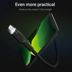 Green Cell Green Cell Ray - Kabel USB - Lightning 120 cm z belo LED osvetlitvijo, Apple hitro polnjenje 2,4 A