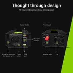NEW Green Cell - Pretvornik napetosti Inverter 12V na 230V 300W/600W Čisti sinusni val
