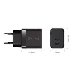 Crong Crong Ultra Compact GaN - Polnilec 2x USB-C 35W PD 3.0 s PPS (črn)