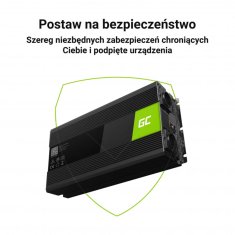 NEW Green Cell - Pretvornik napetosti Inverter 12V na 230V 1500W/3000W Modificiran sinusni val