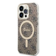 Guess Guess Bundle Pack MagSafe 4G - MagSafe etui za iPhone 14 Pro + komplet polnilnika (rjava/zlata)