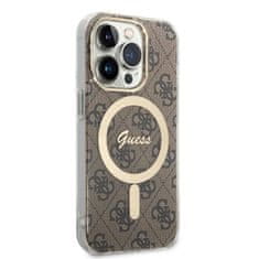 Guess Guess Bundle Pack MagSafe 4G - MagSafe etui za iPhone 14 Pro + komplet polnilnika (rjava/zlata)