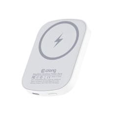 Crong Crong MagSpot Power Bank - Brezžična ultra tanka power banka z MagSafe 5000 mAh, USB-C 20W PD (bela)