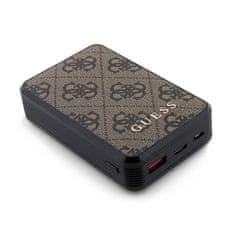 Guess Guess 4G usnje s kovinskim logotipom - Power Bank 10000 mAh 18W (rjava)