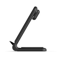 Crong Crong PowerSpot Pivot Stand - brezžični polnilec 3-v-1 za iPhone, Samsung in Android, uro Galaxy Watch in slušalke TWS (črna)