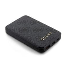 Guess Guess 4G usnje s kovinskim logotipom - Power Bank 5000 mAh 15W (črna)