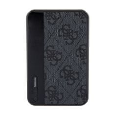 Guess Guess 4G usnje s kovinskim logotipom - Power Bank 5000 mAh 15W (črna)