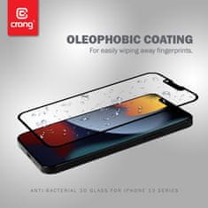 Crong Crong Antibakterijsko 3D oklepno steklo - 9H kaljeno steklo za celoten zaslon za iPhone 13 mini + okvir za namestitev