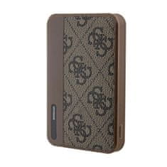 Guess Guess 4G usnje s kovinskim logotipom - Power Bank 5000 mAh 15W (rjava)