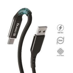 Crong Crong Armor Link - 60W 3A USB-A na USB-C Power Delivery hitri polnilni kabel 25 cm (črn)