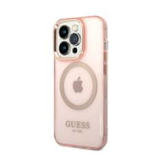 Guess Ohišje Guess Gold Outline Translucent MagSafe - iPhone 14 Pro (roza)