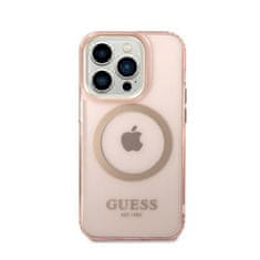 Guess Ohišje Guess Gold Outline Translucent MagSafe - iPhone 14 Pro (roza)