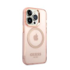 Guess Ohišje Guess Gold Outline Translucent MagSafe - iPhone 14 Pro (roza)