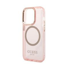 Guess Ohišje Guess Gold Outline Translucent MagSafe - iPhone 14 Pro (roza)