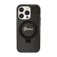 Guess Guess Ring Stand Script Glitter MagSafe - ohišje za iPhone 15 Pro (črno)