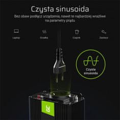 NEW Zelena celica - Pretvornik napetosti UPS 12V na 230V Čisti sinusni val 300W/600W za črpalko za centralno ogrevanje