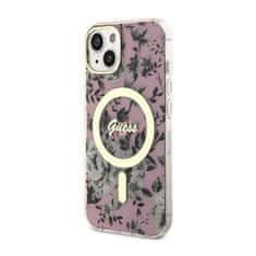 Guess Guess Flower MagSafe - ohišje za iPhone 14 (roza)